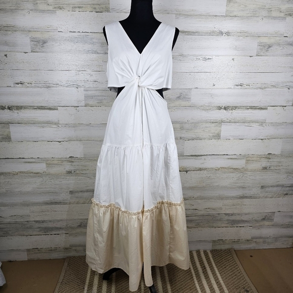 Endless Rose Twist Front Side Cutout Maxi Dress Large Cotton Cottagecore NWT - Picture 2 of 16